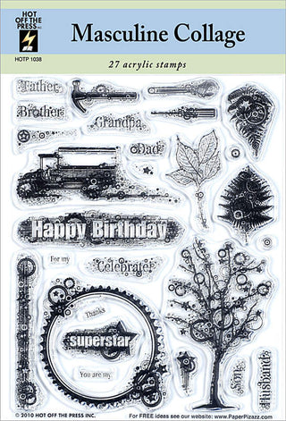 HOTP Acrylic Stamp Set Masculine Collage - Scrap Of Your Life 