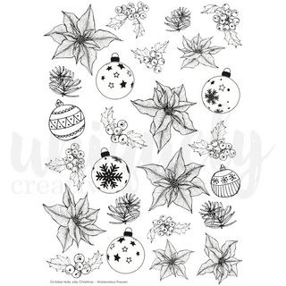 Uniquely Creative - Holly Jolly Christmas - Watercolour Cut-a-Part Sheet - Scrap Of Your Life 