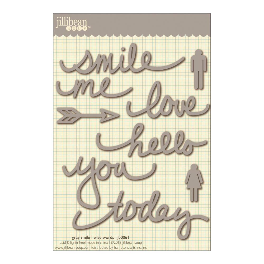 Jillibean Soup Wise Word Cardstock Stickers Grey Smile - Scrap Of Your Life 