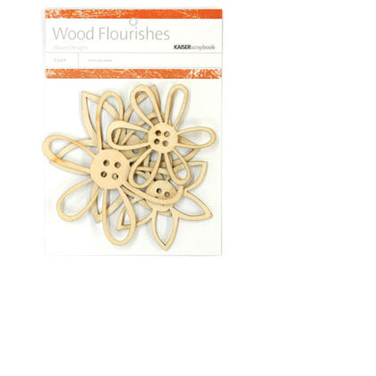 Kaisercraft Wood Flourishes Button Flowers - Scrap Of Your Life 