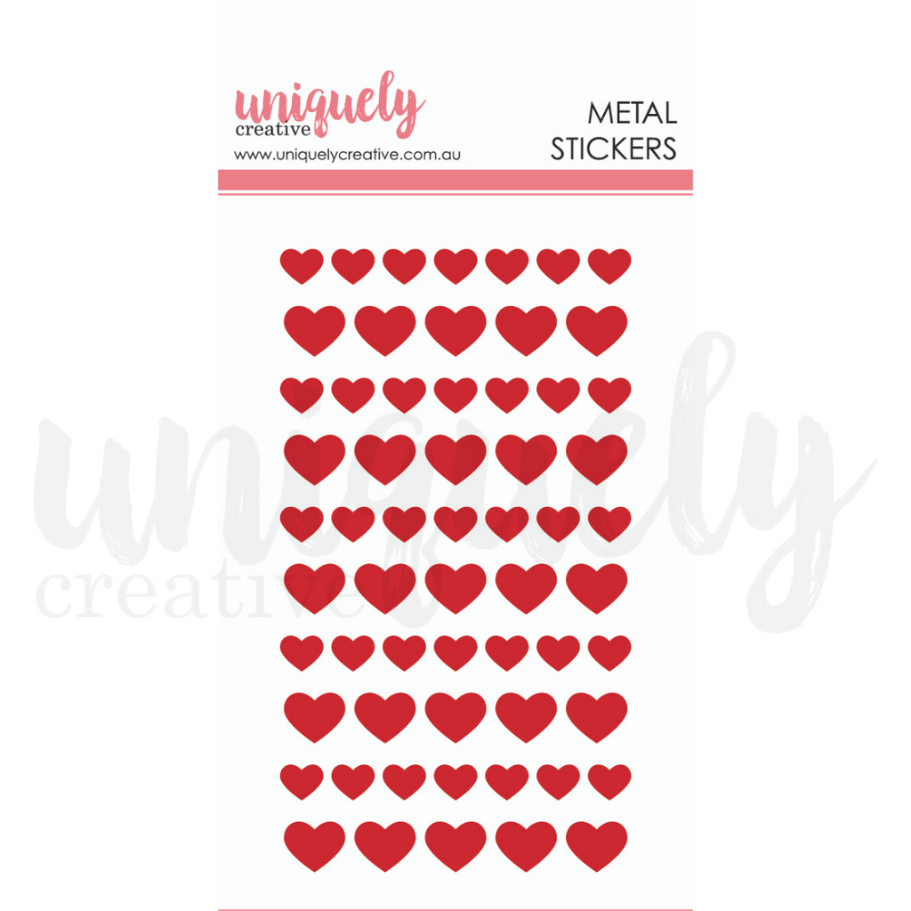 Uniquely Creative - Metal Stickers - Red Hearts - Scrap Of Your Life 