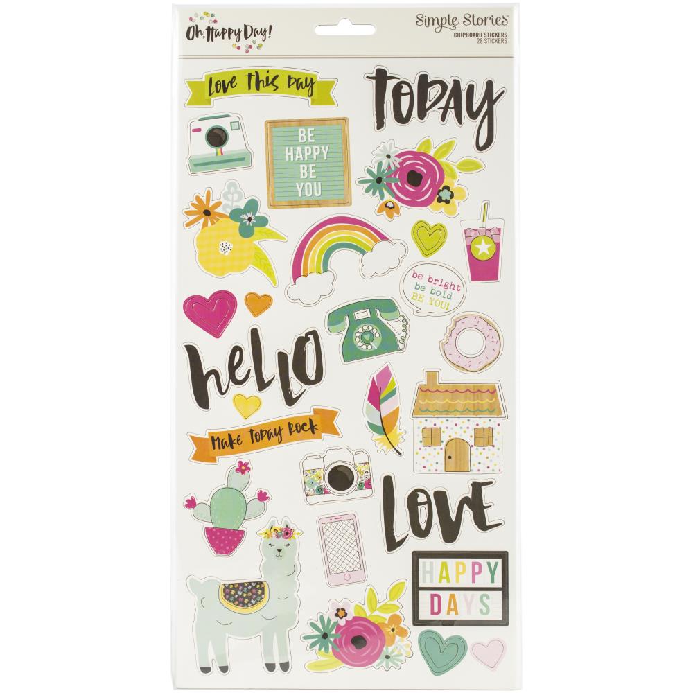 Simple Stories Oh Happy Day Chipboard Stickers 12"X12" - Scrap Of Your Life 