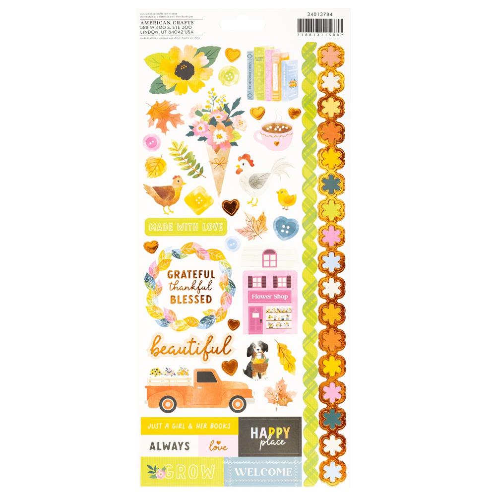 Paige Evans Garden Shoppe Stickers 6"X12" Accents & Phrases W/Copper Foil Accents Sheet 98/Pkg - Scrap Of Your Life 