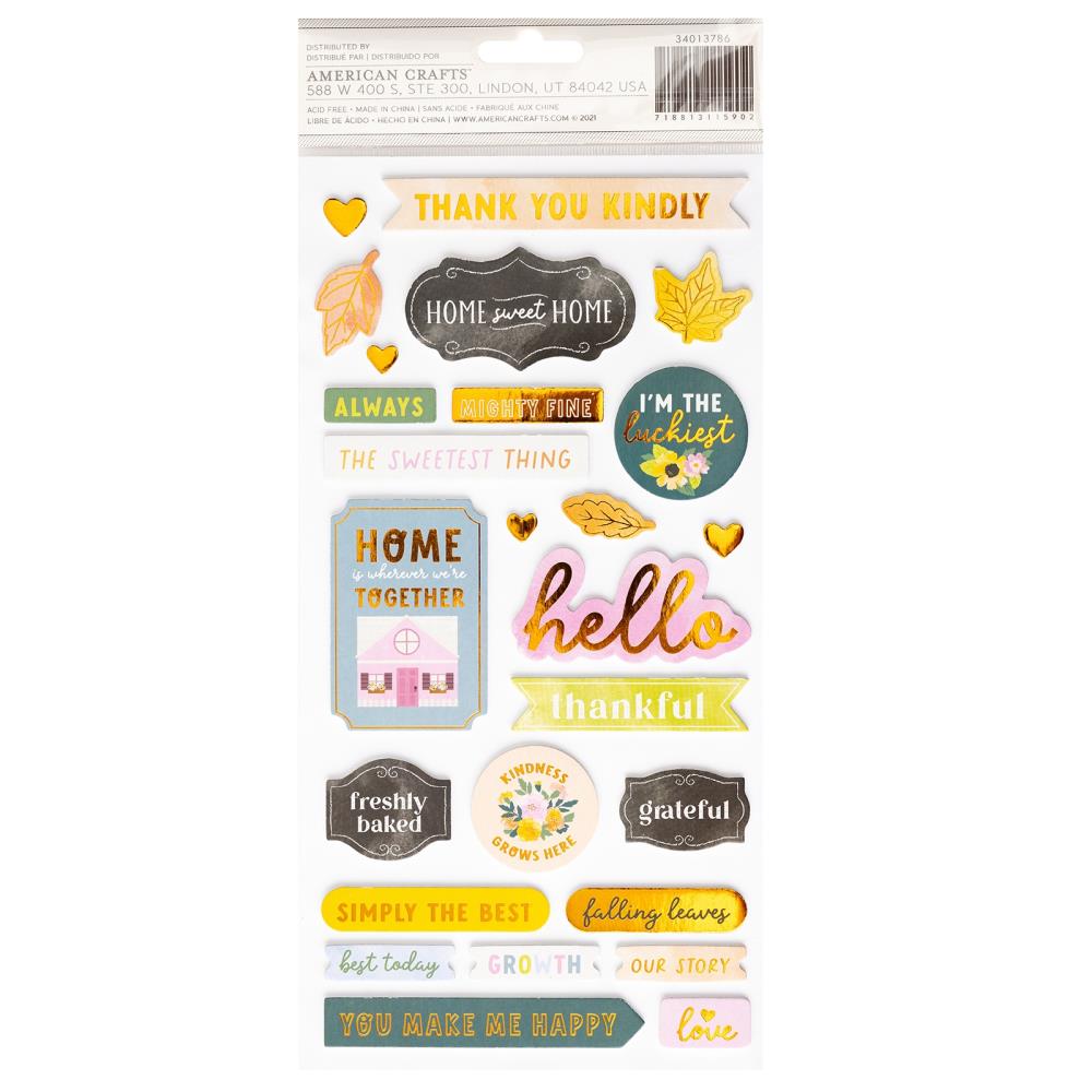 Copy of Paige Evans Garden Shoppe Thickers Stickers - Best Today Phrase W/Copper Foil Accents 49pkg - Scrap Of Your Life 