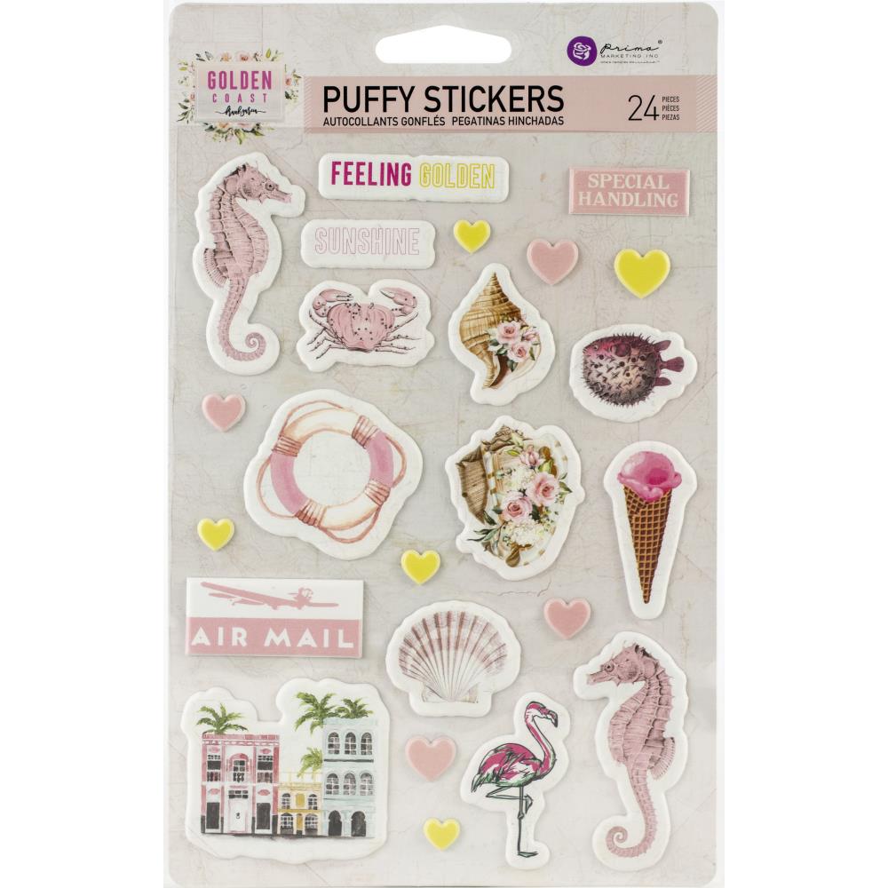 Prima - Golden Coast Puffy Stickers - Scrap Of Your Life 