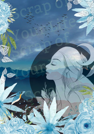 Printable Art Journalling - Lady of the Sky - Translucent - Scrap Of Your Life 