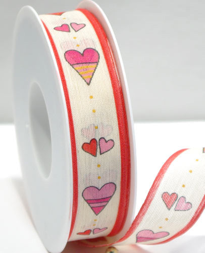 Barama Ribbon - Natural Hearts Ribbon - Pink/Red - Scrap Of Your Life 