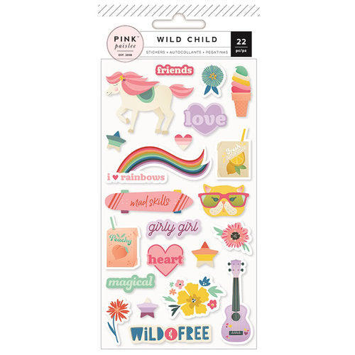 Pink Paislee - Wild Child Girl Collection - Puffy Stickers - Scrap Of Your Life 