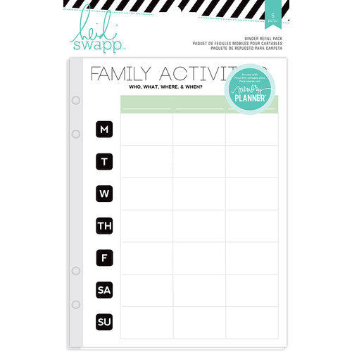 Heidi Swapp-Memory Planner Binder Refill Pack 6"X8" 6/Pkg Hello Beautiful Family Activities - Scrap Of Your Life 