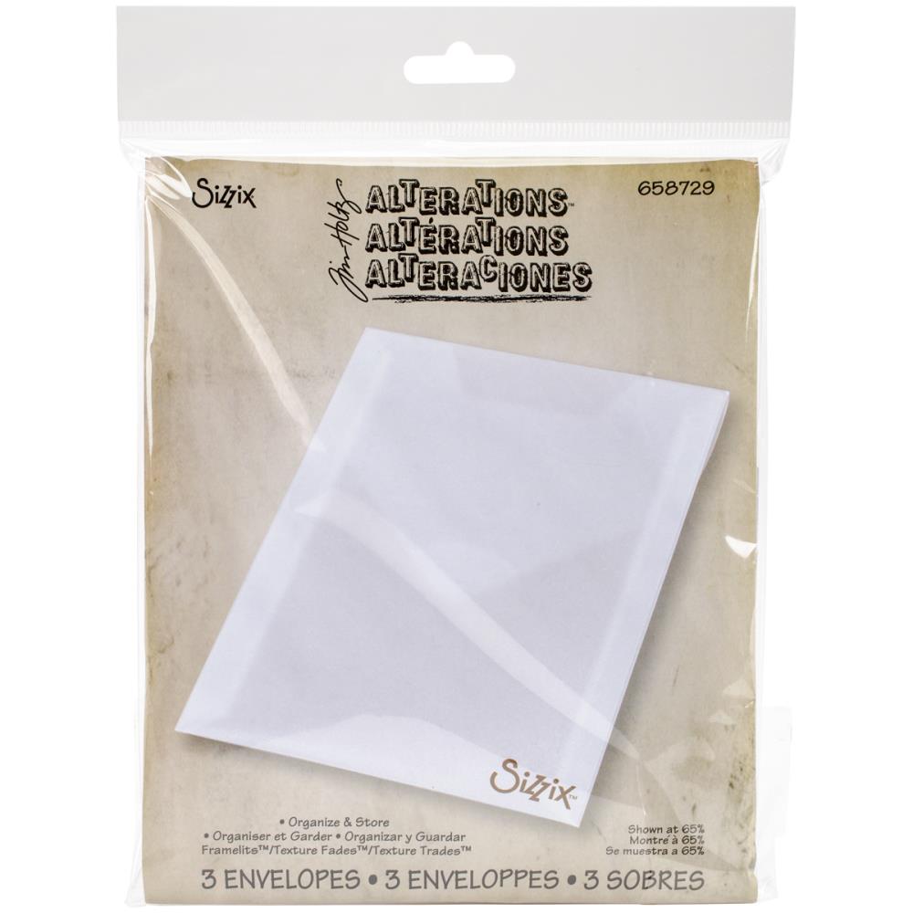 Sizzix Plastic Storage Envelopes 3/Pkg By Tim Holtz - Scrap Of Your Life 