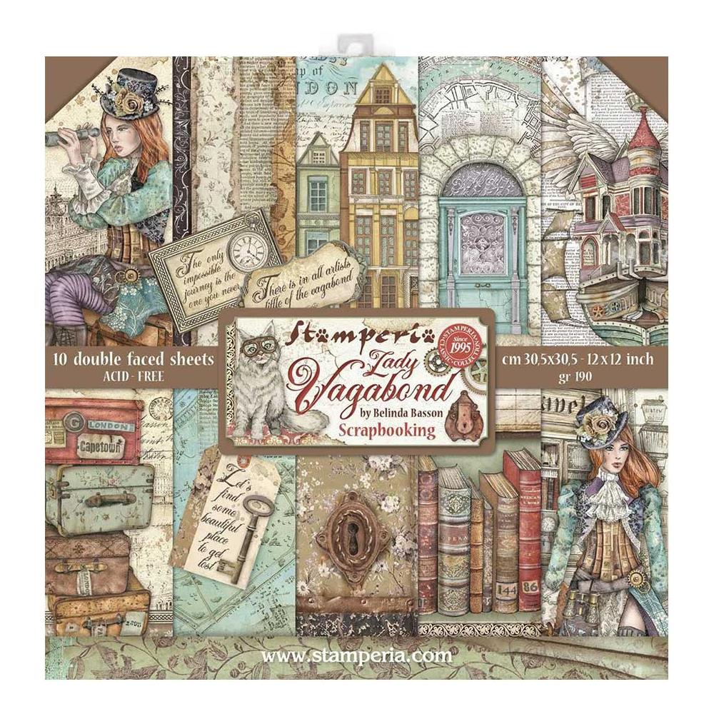 Stamperia - Double-Sided Paper Pad 12"X12" - Lady Vagabond - Scrap Of Your Life 
