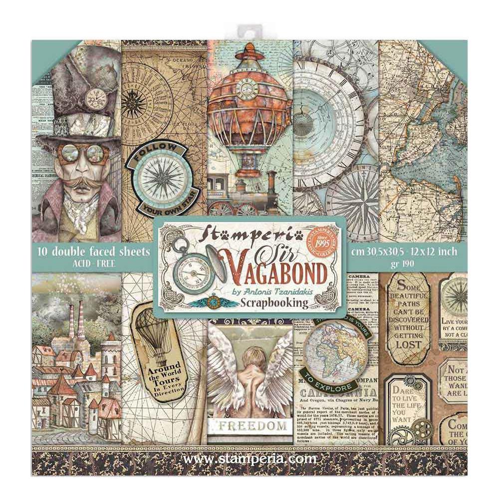 Stamperia - Double-Sided Paper Pad 12"X12" - Sir Vagabond - Scrap Of Your Life 