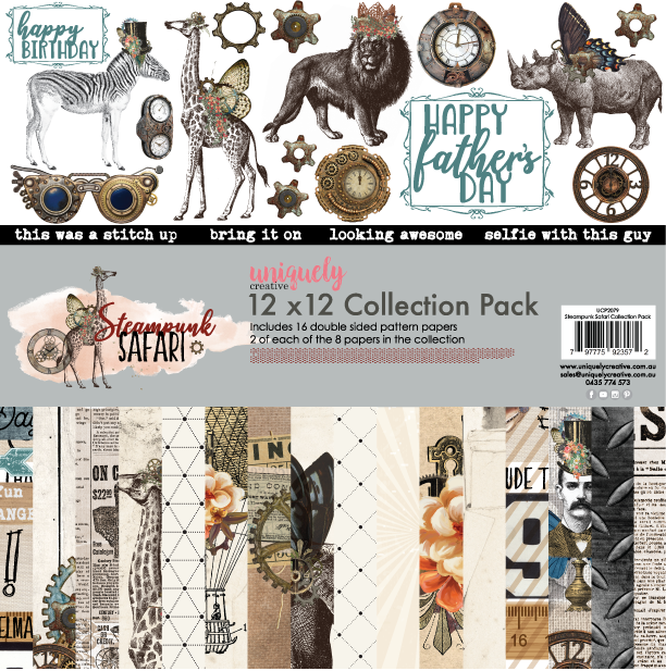 Uniquely Creative - Steampunk Safari - Collection Kit 12" x 12" - Scrap Of Your Life 