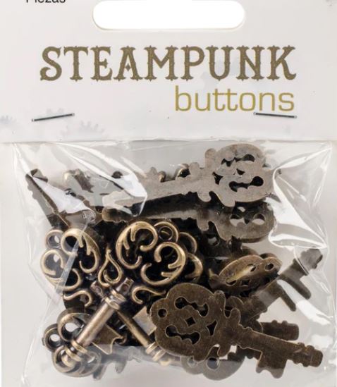Blumenthal Steampunk Buttons - Antique Gold Key 15/Pkg* - Scrap Of Your Life 