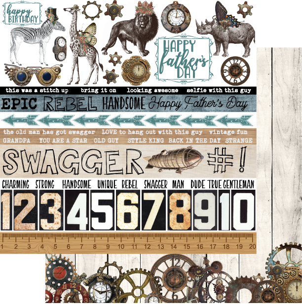 Uniquely Creative - Steampunk Safari - 12 x 12 Paper - Swagger - Scrap Of Your Life 