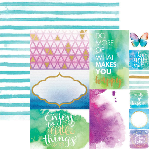 Paper House Productions - Color Washed Collection - 12 x 12 Double Sided Paper with Foil Accents - Makes You Happy - Scrap Of Your Life 