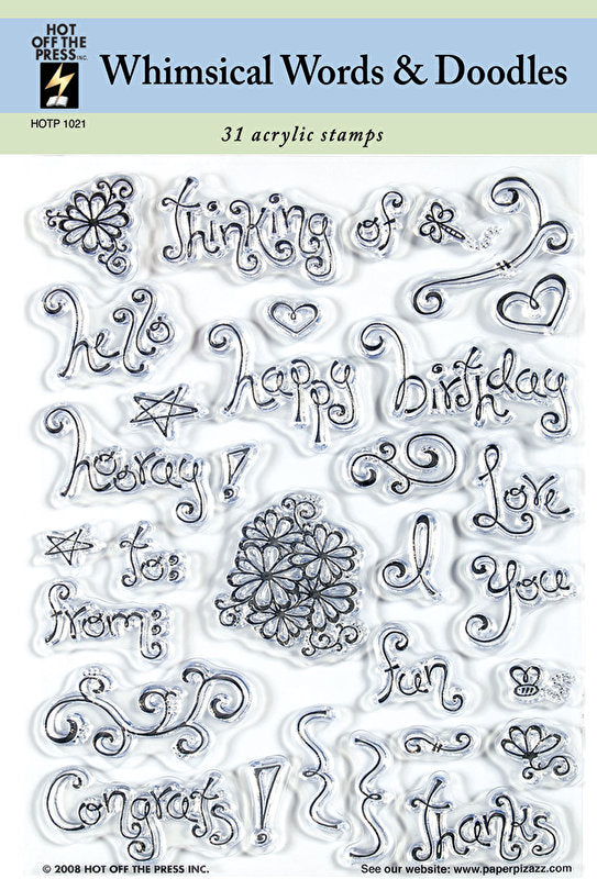 HOTP Acrylic Stamp Set Whimisal Words and Doodles - Scrap Of Your Life 