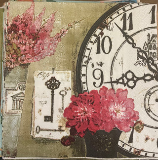 Decoupage Serviette / Napkin Clock and Key - Scrap Of Your Life 