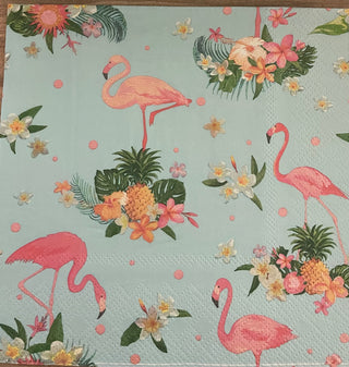 Decoupage Serviette / Napkin Tropical Flamingos - Scrap Of Your Life 