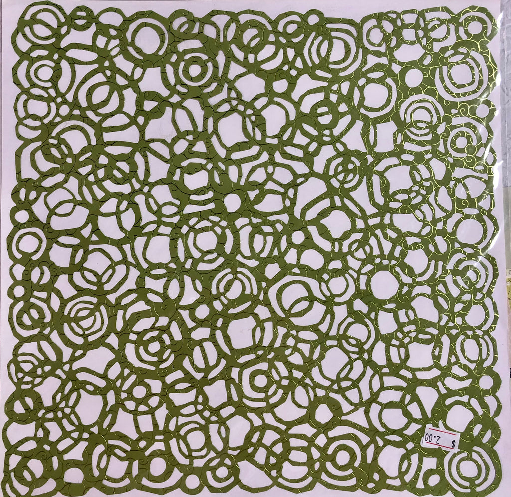 Scrap of Your Life Mesh Sheet 12"  x 12" Circle Swirls - Green - Scrap Of Your Life 