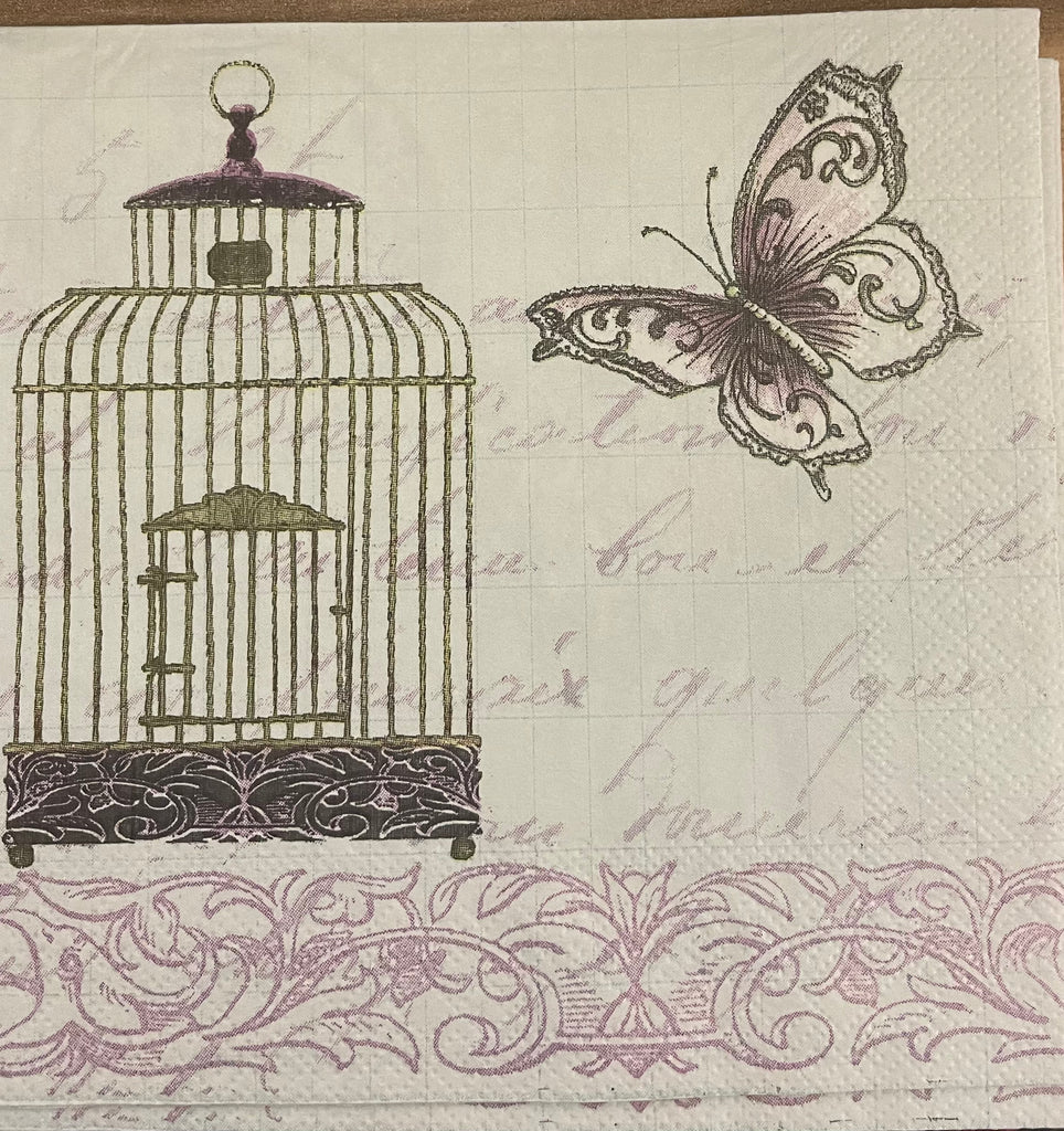 Decoupage Serviette / Napkin Butterfly & Birdcage - Scrap Of Your Life 