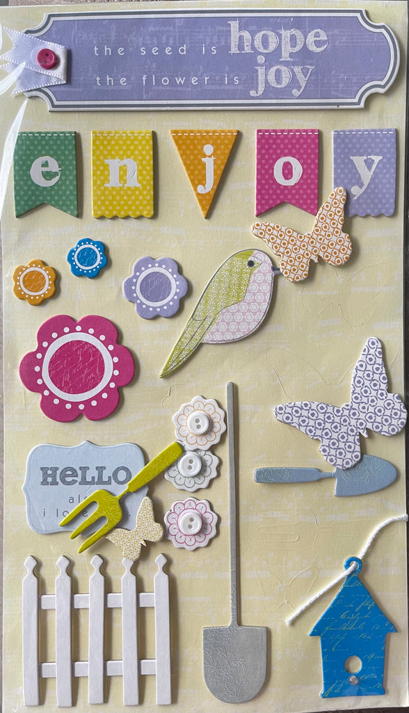 Little Yellow Bicycle - Clothesline - Chipboard Stickers - Scrap Of Your Life 