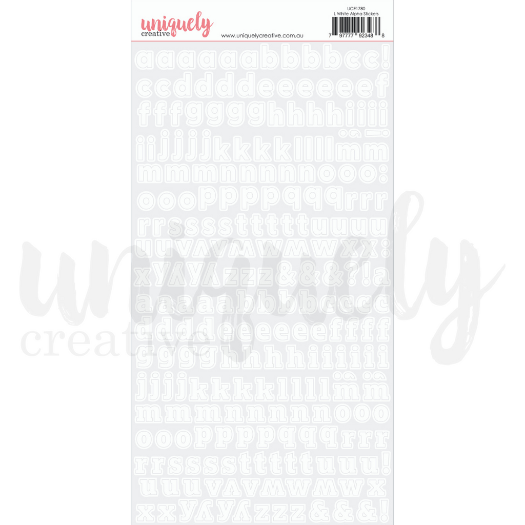 Uniquely Creative - Ocean Breeze -  Alphabet Stickers Lowercase- White - Scrap Of Your Life 