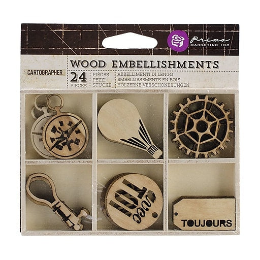 Prima - Wood Embellishments Cartographer - Scrap Of Your Life 