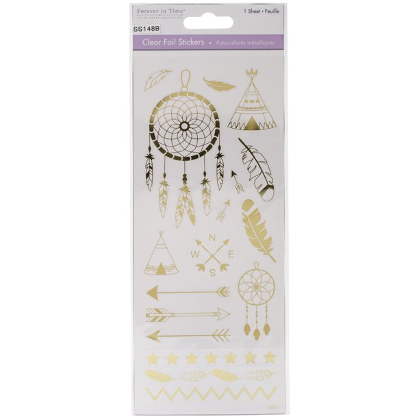 Forever in Time Clear Foil Stickers-Suncatcher Gold W/Dreamcatcher - Scrap Of Your Life 