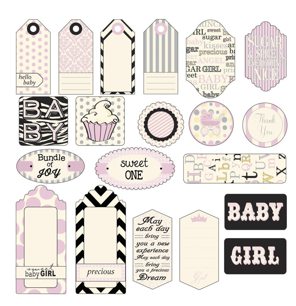 Canvas Corp Baby Girl Tags - Scrap Of Your Life 